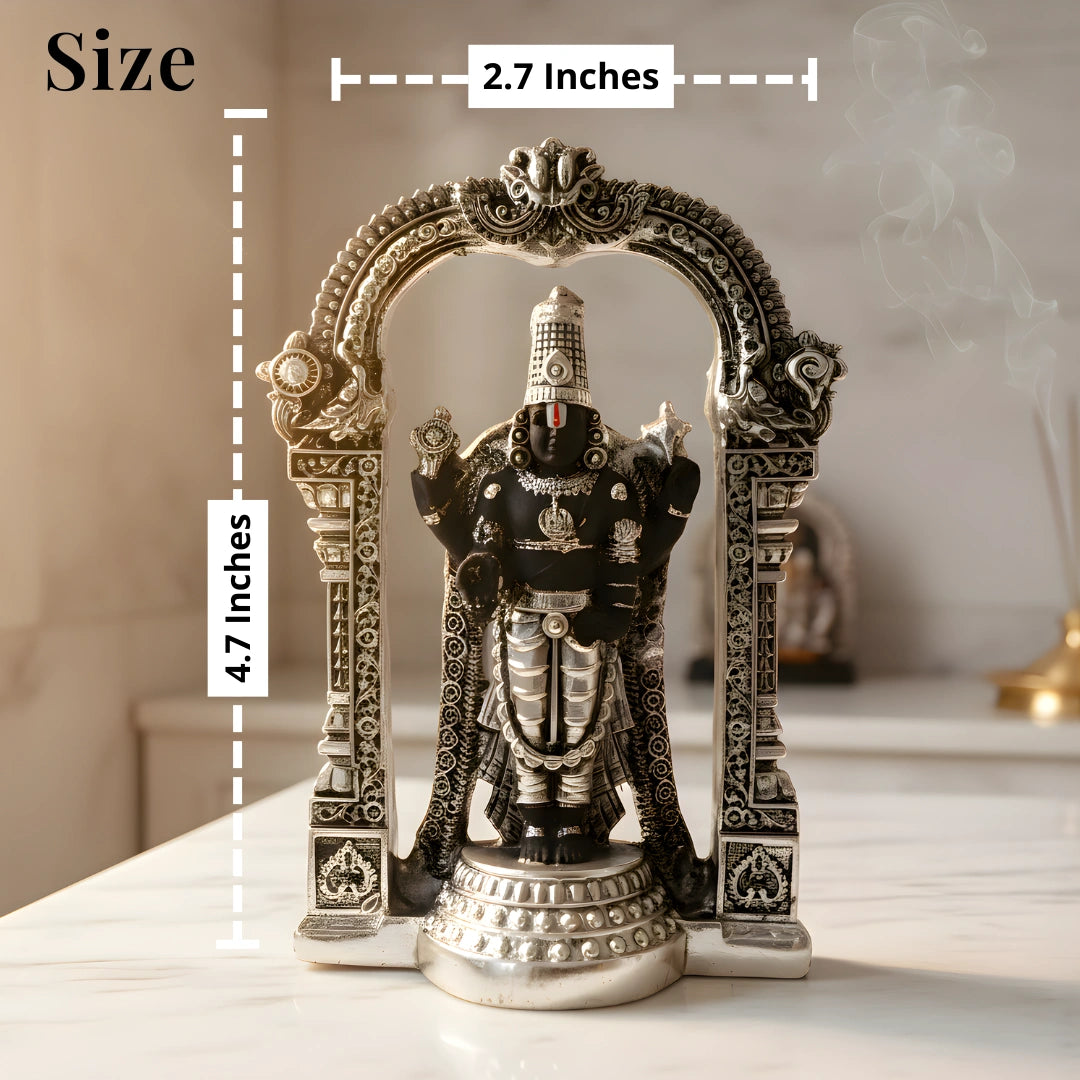 Silver-Plated Standing Lord Balaji Idol | 4.7 Inch Secondary image