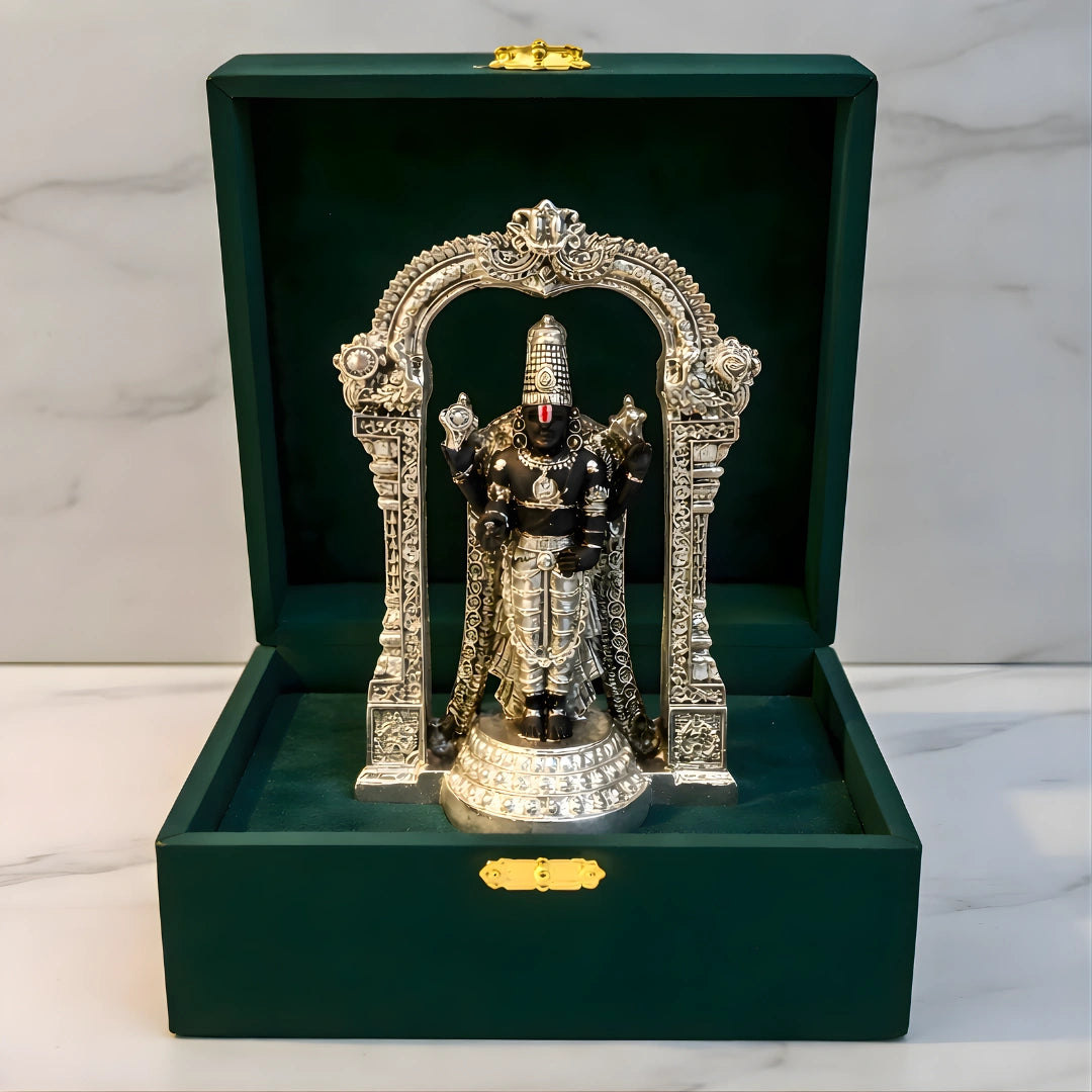 Silver-Plated Standing Lord Balaji Idol | 4.7 Inch Main image
